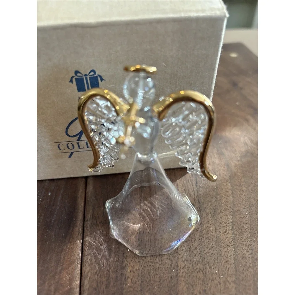 Vintage Avon BLOWN GLASS Figural Angel GOLD Trim Christmas Ornament New